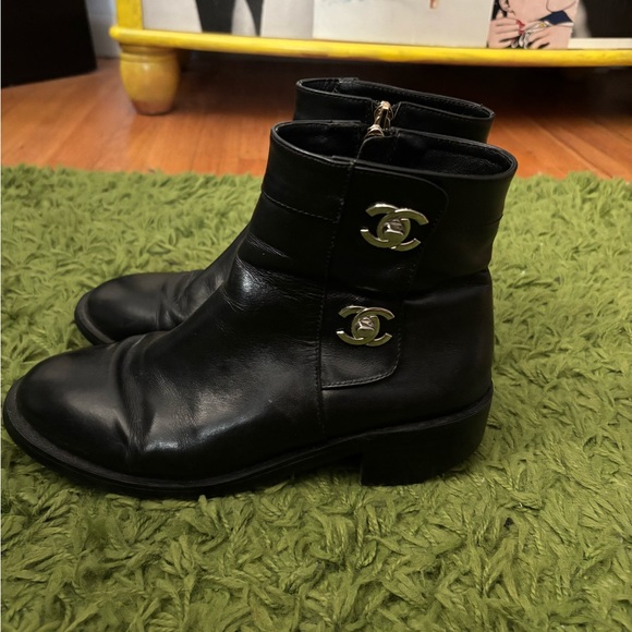 AUTHENTIC Black Chanel Ankle Boots Size 40 - Picture 2 of 7